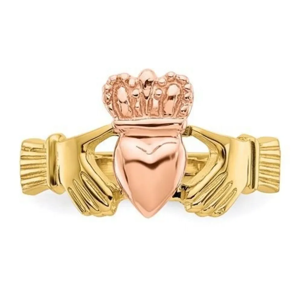 14k Two-tone Polished Claddagh Ring